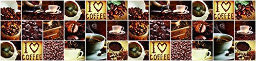 ForWall Fototapete Küche Vlies Tapete Kaffee Collage I Love Coffee Wanddeko VEK (250cm. x 60cm.) AMF10448VEK Essen Trinken Kaffee Kaffeebohnen Tassen Küche