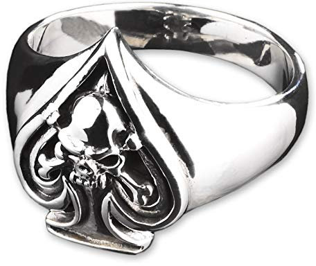 viva adorno Herren Ring Pik Totenkopf Skull Bones Siegelring Daumenring 925 Sterlingsilber SR25, Gr. 75