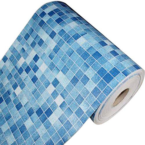 LKXHarleya KüChe Bad Fliesenaufkleber ÖLbestäNdiger Wasserdichter Tapetenaufkleber Selbstklebender Fliesenaufkleber Gedruckt In 2d, Blau Mosaik, 45cmX3m