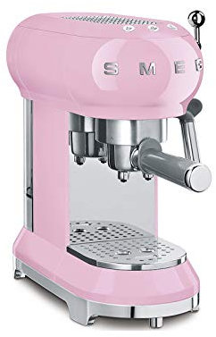Smeg ECF01RDUS 50s Retro Style Espresso Machine - Pink, Large