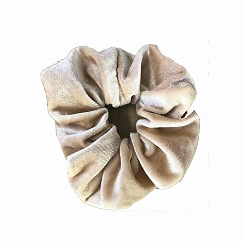 Ellepigy Haargummis Samt Haarbänder Gummibänder Haargummi Bommelt Weiche Haargummis für Frauen Mädchen (Beige)