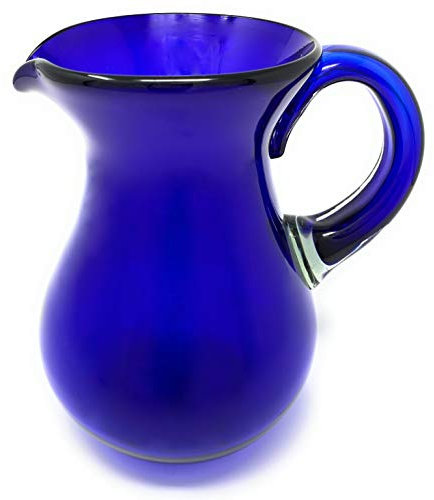 Mexican Hand Blown Glass Pitcher – Cobalt - Juice, Margaritas, Water, Lemonade (84 oz)