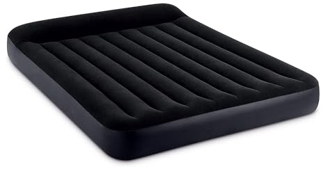 INTEX 64149ED Dura-Beam Standard Pillow Rest Air Mattress: Fiber-Tech – Queen Size – Built-in Electric Pump – 10in Bed Height – 600lb Weight Capacity