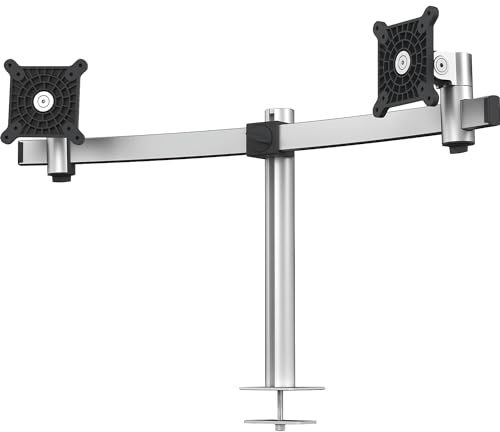 Durable Monitor Halterung 2 Monitore mit Tischdurchführung, für VESA Bildschirme 21-27, 360° drehbar, neigbar, höhenverstellbar, silber, 508623
