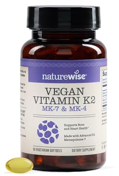 NatureWise Vitamin K2 600mcg Supplement with MK-7 100mcg & MK-4 500mcg - Enhanced Bioavailable Formula - K Complex for Bone and Heart Health - Vegan, Gluten Free, Non-GMO -90 Softgels[3-Month Supply]