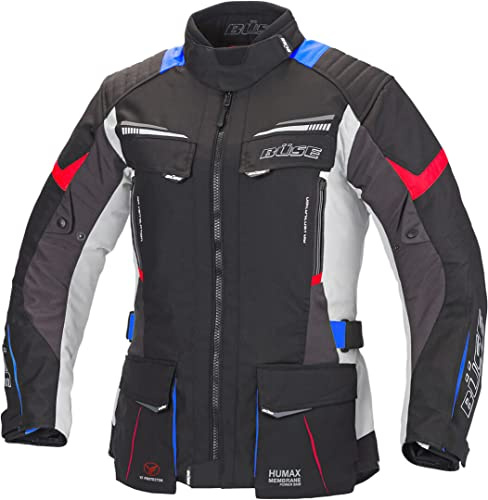 Büse Lago Pro Damen Motorrad Textiljacke, hellgrau/blau/rot, 40