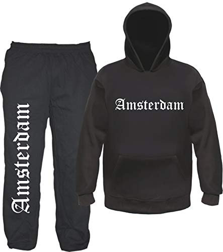 sostex Amsterdam Jogginganzug - Altdeutsch - Jogginghose und Hoodie XL Schwarz