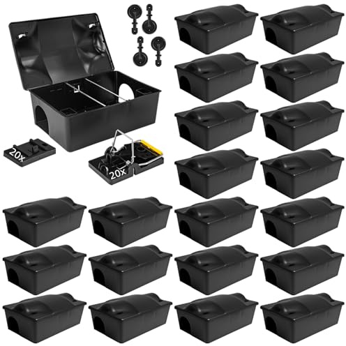 Köderstation Ratten Set Köderbox Box Garten Mausfalle Mäuse mit Schlagfalle Rattenköderbox Rattenköderstation Rattenfalle Kinder- Haustiersicher Petigi