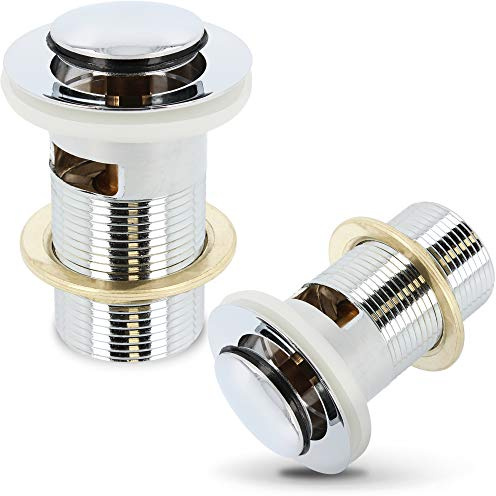 Siphon Waschbecken Ablaufgarnitur mit Überlauf 1 1/4 Klein | Pop Up Ventil Ablaufventil Abfluss Stöpsel | Waschbecken Armaturen Wasserhahn Bad Abflussstopfen Universal Verschluss Clik Clack