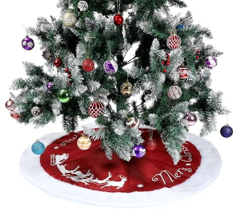Gonna Albero di Natale, Natale Gonna per Albero di Natale, Soffice Gonna Base Tappetino Copertura per Albero di Natale Decorazione 120cm