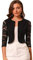 Allegra K Cárdigans Elegantes con Cuello Redondo y Mangas 3/4 de Encaje Transparente para Mujer Negro M