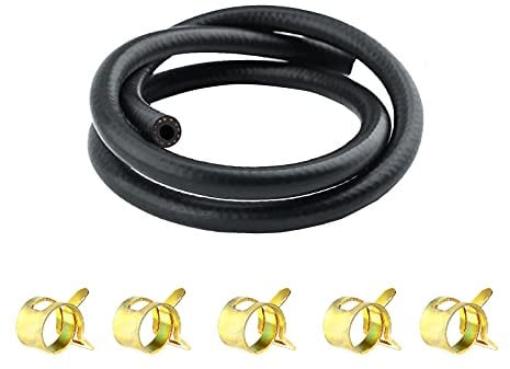 SAVITA 1 Pc 3.28 Ft 3/16'' inch ID Fuel Line Set, Fuel Pipe Fuel Hose with 5 Pieces of Hose Clamps, Gasoline Hose Tool Kit, Suitable for Motors, Cars, Tractors, Small Engines (5mm), Black