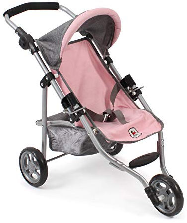 Bayer Chic 2000 - Puppenbuggy Lola, Jogging-Buggy, Puppenjogger, Puppenwagen, Melange grau rosa