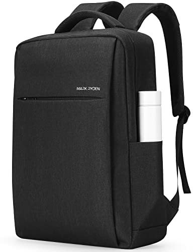 MARKETRON Laptop Rucksack Super Slim, 15.6 Zoll Rucksack Damen Herren Klein Viele Fächer, Spritzwassergeschützt Schulrucksack Daypack für Schüler, Arbeit und Radfahren - Schwarz
