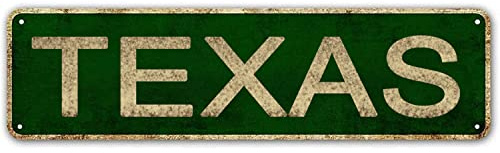 LINStore Texas Schild, Amerika State Name Vintage Metall Blechschild, Wanddekoration für Büro/Zuhause/Klassenzimmer – beste Dekoration Geschenkideen für Frauen Männer Freunde 10,2 x 40,6 cm