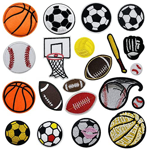 Yayatty Sports Style Iron On Patches Series Ball DIY Sew Decoration Appliques Stickers for Clothing, Backpack, Caps, Repair The Hole Stick