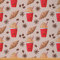 Kaffeestoff Meterware Café Möbelstoff Brot Kaffee Eiscreme Kaffeebohnen Dekorationsstoff für Heimwerkerprojekte Wasserdichter Stoff 92x150cm Rotbraun
