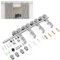 Binario per Porta Scorrevole Inox Doppia 305cm Kit Porta Scorrevole Nera per 2 Porte Scorrevoli Interno Esterno Muro 76cm Larga, Acciaio Inossidabile Y Forma