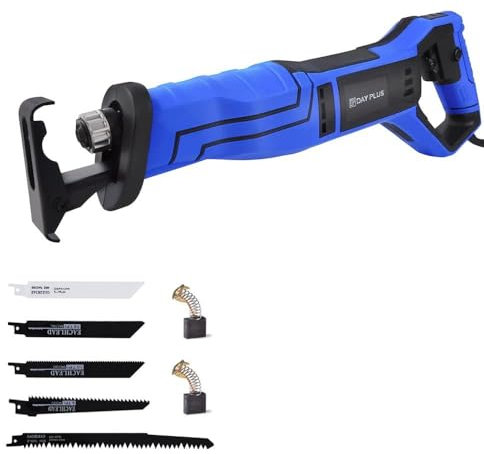 Reciprosäge zum Schneiden von Holz und Metall, Elektrische Säbelsäge, Universalsäge mit 5 Sägeblätter, Variabler Drehzahl von 0 bis 2800 U/min, Schnitthub 28 mm, Werkzeugloser Sägeblattwechsel