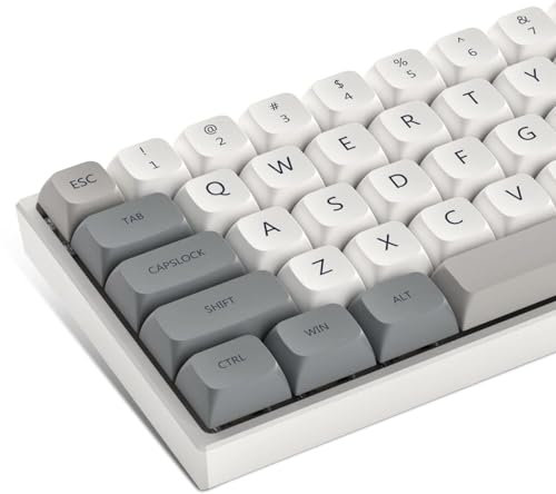 Retro Grey keycaps PBT,XDA Profile Keycaps 75 Percent,Dye-Sub,Double Shot keycap, 139keys Custom Keycaps for Gateron MX Switches Mechanical Keyboard (spacebar is 6.25U/7U,only keycap)
