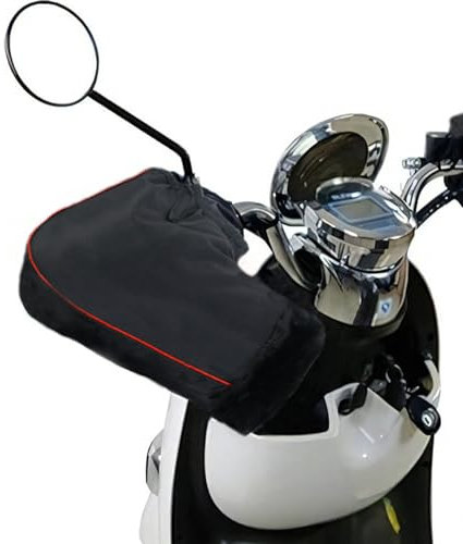 Motorcycle Bar Muff with Faux Fur Cuff Winter Warm Snowmobile Scooter Bike Handlebar Gloves Waterproof Windproof Motorcycle Muffs Gloves Thick Hand Warmer Motorbike Muffs Glove