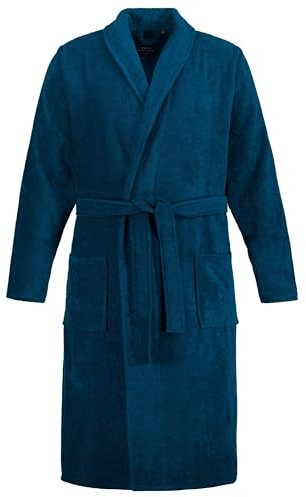JP 1880 Hommes Jusqu'au 7 XL - Peignoir pour Homme, Tissu éponge en Coton, Ceinture & Poches, Longueur Genou, col châle Bleu Vert 7XL 702388768-7XL