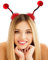 Hatstar Marienkäfer Haarreif mit Fühlern | Strinband, Haarband mit Bommeln für Kinder und Erwachsene | Glitzer Accessoire zu Karneval und Fasching