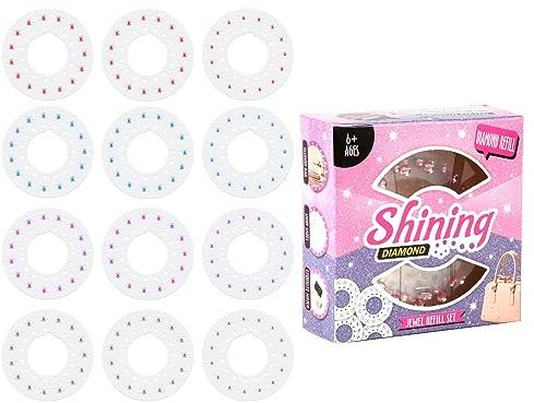 12 Blatt Haar Bedazzler Nachfüll Edelsteine, Bunt Bling Bling Haarschmuck, Haar Strasssteine, Haar Diamanten, Haarschmuck Stempel Zubehör für Frauen, Mädchen, Glänzende Frisuren (Kreis)
