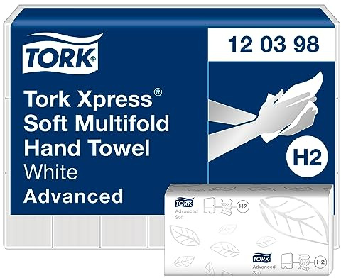 Tork Xpress weiche Multifold-Handtücher Weiß H2, Advanced-Qualität, 2-lagig, Zickzackfalz, saugfähig, 180 Tücher, 120398