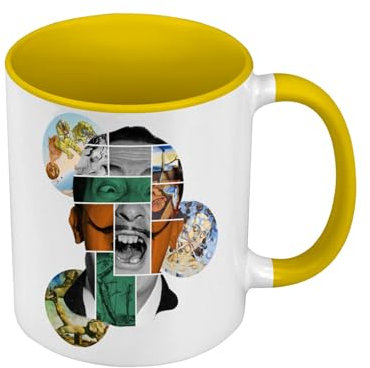 Tasse, Farbe Premium Qualität, Gelb – Salvadore Dali Collage Art Künstler Malerei Surrealismus – Tasse mit Henkel und farbigem Innenraum