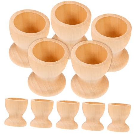 LIFKOME 10pcs Egg Server Cup Unpainted Egg Cup Kids Playset Cookie Containers Crystal Decor Desktop Toys Mini Toy Makeup Sponge Kitchen Tools Cosmetic Child Wooden Crystal Ball