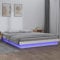 SECOLI Massivholzbett 180 x 200 cm mit LED und Lattenrost, Weiß Polsterbett, Jugendbett, Doppelbett, Schlafzimmerbett