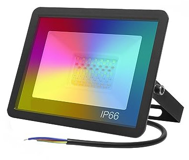 Luces de inundación LED al aire libre Reflector LED Inteligente Tuya WiFi 30W 50W 100W RGB Foco Regulable Iluminación Exterior Funciona Con Alexa Google Home para garaje, patio, césped, jardín (Size