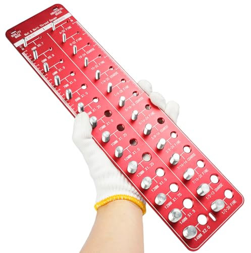 Gimyuan Tester Per Filettatura, 28 Tester Per Dimensione Filettatura Di Dadi E Bulloni, Calibro Di Identificazione Delle Viti Con 14 Standard E 14 Metrici, Rosso