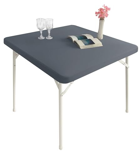 Monibana Cocktail-Tischdecke, Elasthan, Stretch, klein, quadratisch, elastische Tischdecke für Beistelltisch, 61 x 61 cm, grau