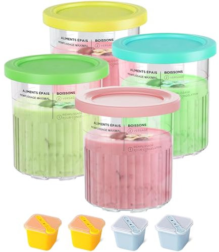 Creami Deluxe - Recipiente para máquina de hielo Ninja Creami NC501EU, 4 unidades para helados, accesorios para máquina de helados, compatible con Ninja Creami Ice NC501EU serie NC500EU