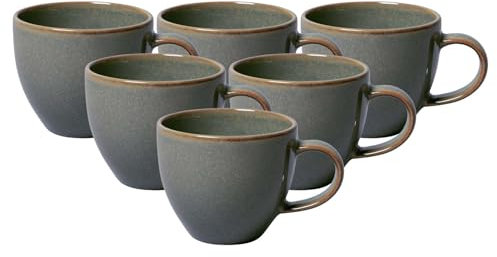 Villeroy & Boch like. by Crafted Breeze Lot de 6 tasses à expresso, 60 ml, avec vernis réactif, en porcelaine de qualité supérieure, gris-bleu