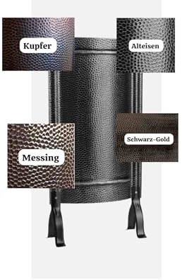 AdoroSol Vertriebs GmbH Ofenschirm Ofenschild Hitzeschutzschild gehämmert 91x46cm (Schwarz Gold)