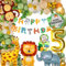 Deko 5. Geburtstag Junge Mädchen - Dschungel Kindergeburtstag, Luftballons, Waldtiere, Safari - Geburtstagsdeko 5 Jahr