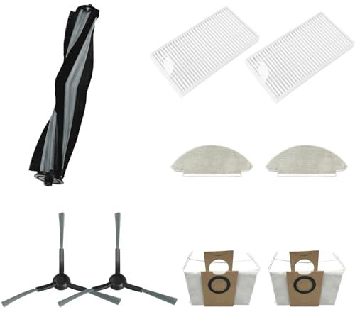 NUHFUFA 9 piezas de accesorios para aspiradora robot VIOMI Alpha 2 Pro, 2 cepillos laterales, 1 cepillo principal, 2 bolsas de polvo, 2 almohadillas, 2 filtros
