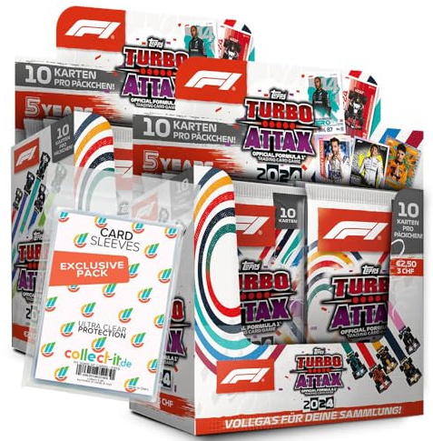 Bundle mit Topps - Turbo Attax Formel 1 2024-2 Display (48 Booster) + Exklusive Collect-it Hüllen