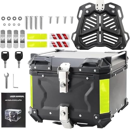 NCONCO Top Fall für Motorrad, 55L Motorrad Top Fall, Aluminium Motorrad Gepäck mit Sicherheitsschloss für Helm Lagerung, Großes Gepäck, wasserdichte Motorrad Top Fall, Motorrad Top Cases