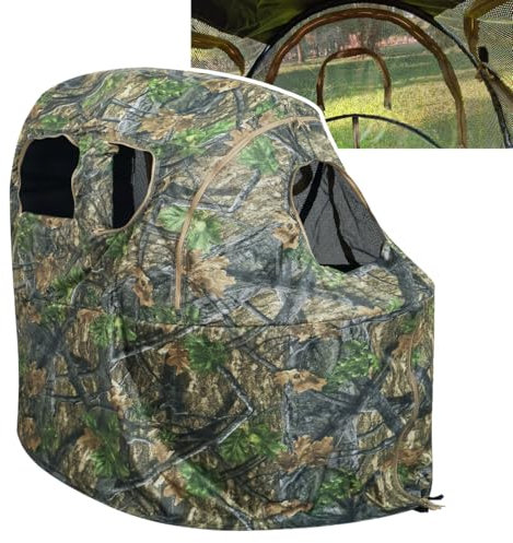 AUSCAMOTEK Durchsichtiger Jagdboden Rollo mit integriertem Stuhl für die Hirschjagd - 1 Person Pop-Up Tarnzelt