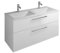 Burgbad Eqio Mineralguss-Doppelwaschtisch inklusive Waschtischunterschrank SEYV122, Breite 1220 mm, Farbe: Eiche Dekor Urban/Eiche Dekor Urban, Stangengriff Schwarz Matt G0234