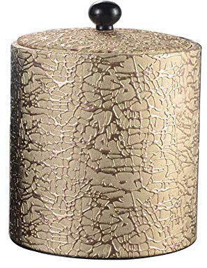 ZFLHIOR Ice Bucket Stainless Steel Liner Ice Bucket Golden Leather Case Black Ice Bucket with Filter Ice Partition Ice Town