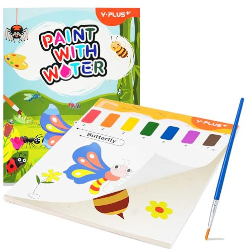YPLUS Libro para pintar con agua, papel de acuarela, para niños de 1 a 3, 2 a 4 años, libro mágico, regalo de artesanía para dibujar, tema de insectos