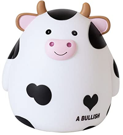 COSMEVIVI Sparschweinglas für Jungen und Mädchen Geldbank für Jungen und Mädchen Spartopf Cartoon-Kuh-Design Vinyl-bastelornament