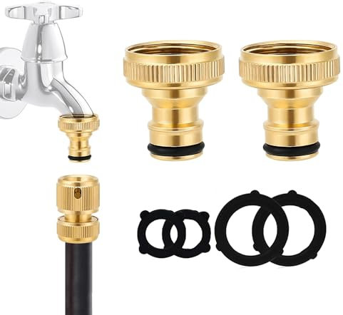 Sylken 2 PCS 3/4 tap Connector Brass Fittings for Hoses,Garden Hose Connector Attachment for Outside tap,Threaded tap Adapter Quick Coupling - for Home Garden Hose Component Connections.