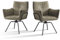 Hellove Akzent-Schreibtischstuhl, Esszimmerstuhl, Drehbarer Samt-Polsterstuhl mit Armlehnen, Mid-Century-Modern Stühle mit Stahlbeinen für Esszimmer, Küche, Wohnzimmer,Braun, 2er-Set