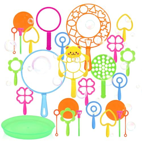 27 PCS Bubble Wands Set, Large Bubble Making Wand Kit, Multiple Sizes Giant Bubble Wands Kit Kids Bubble Toy for Summer Outdoor Activity Birthday Party (color1)